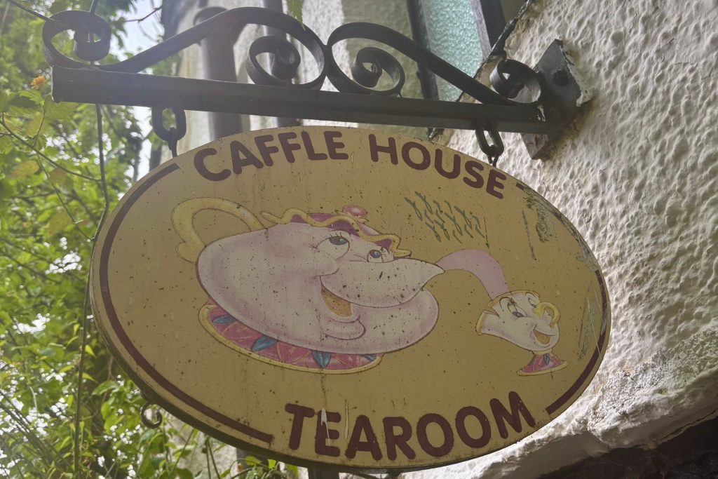 The sign outside the Caffle House Tearoom, in Watendlath
